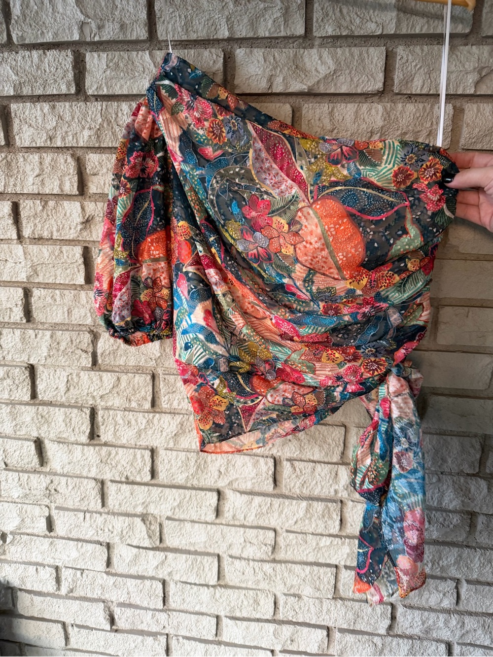 Amanda Uprichard Colorful Seville Floral Bexley Off Shoulder Blouse Large